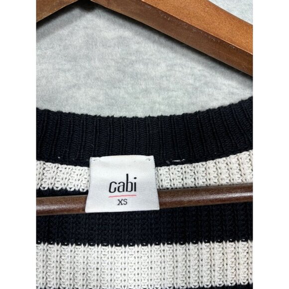 Cabi XS Striped Whistle Cardigan Sweater Black & White - Picture 2 of 5